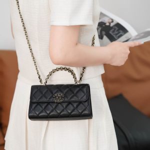 Chanel 25s 交叉手柄kelly 黑金 横版 图3