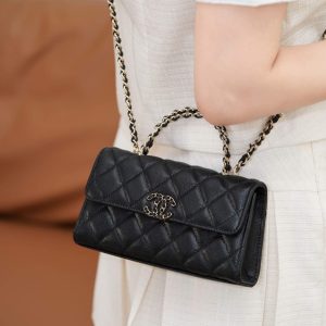 Chanel 25s 交叉手柄kelly 黑金 横版 图6