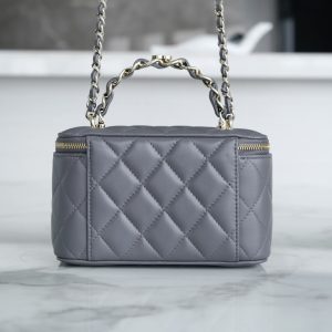 Chanel 23k 小双C”手柄长盒子 灰色 图3