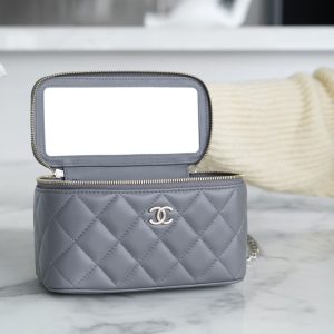 Chanel 23k 小双C”手柄长盒子 灰色 图5