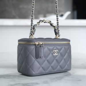 Chanel 23k 小双C”手柄长盒子 灰色 图7
