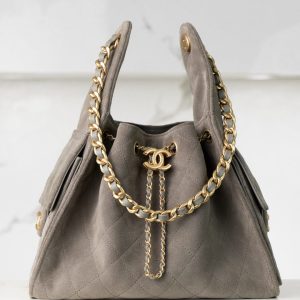 Chanel 灰色麂皮hobo 小号 图1