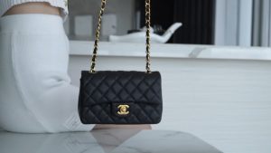 CF Classic Flap |荔枝纹 Mini 黑金 图1