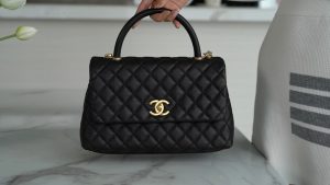 CHANEL Coco handle 牛皮手柄 黑色 中号 图1