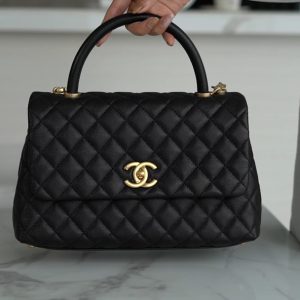 CHANEL Coco handle 牛皮手柄 黑色 中号 图1