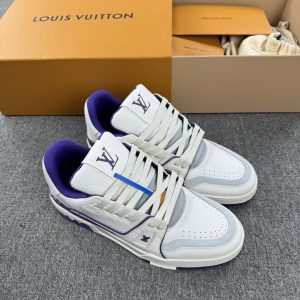 上新 1v驴牌 trainer 小牛皮休闲低帮板鞋 紫白 图1