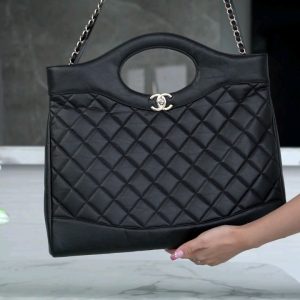 Chanel 31bag 大号黑色 褶皱小牛皮 图1