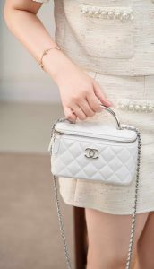 Chanel 25P 隐藏款 手柄长盒子包 白色荔枝牛 图3