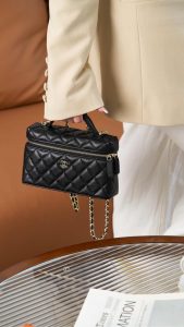 Chanel 25C 新款饭盒包 黑金 荔枝牛 图2