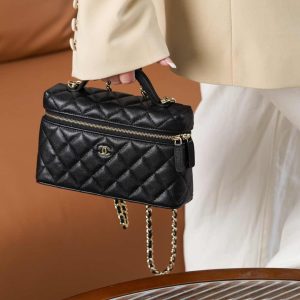 Chanel 25C 新款饭盒包 黑金 荔枝牛 图2