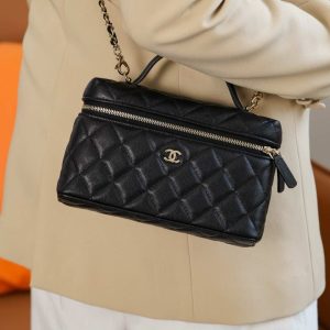 Chanel 25C 新款饭盒包 黑金 荔枝牛 图7