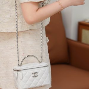 Chanel 25P 隐藏款 手柄长盒子包 白色荔枝牛 图7