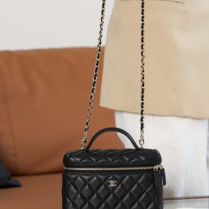 Chanel 25C 新款饭盒包 黑金 荔枝牛 图9