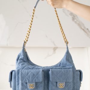 Chanel 25c早春多口袋浅牛仔hobo 大号 图1