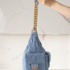 Chanel 25c早春多口袋浅牛仔hobo 大号 图6