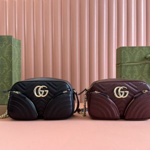 【新品】GG Marmont系列小号肩背包黑色/原厂皮出货!4.5cm型号:798715。小视频 图1