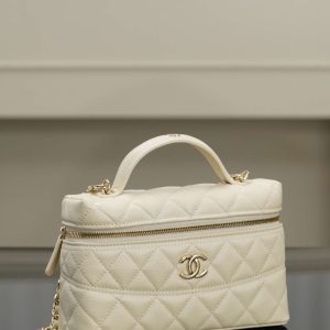 Chanel 25c 手柄盒子包 荔枝牛 米白 图3