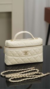Chanel 25c 手柄盒子包 荔枝牛 米白 图4