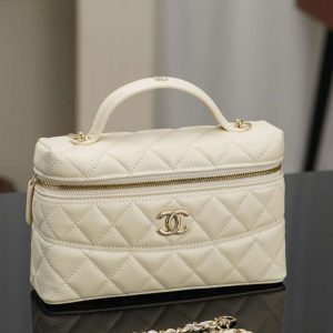 Chanel 25c 手柄盒子包 荔枝牛 米白 图4