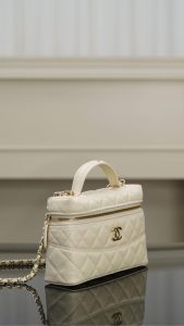 Chanel 25c 手柄盒子包 荔枝牛 米白 图6