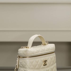 Chanel 25c 手柄盒子包 荔枝牛 米白 图6