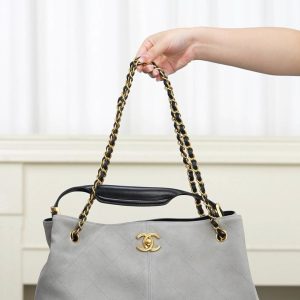 Chanel 25A 麂皮购物袋 灰色小号 图1