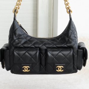 CHAENL 25c 小号嬉皮 hobo bag 黑金 图1
