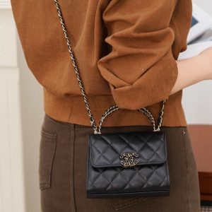 Chanel 25s 交叉手柄kelly 黑金荔枝 竖款 图1