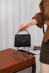 Chanel 25s 交叉手柄kelly 黑金荔枝 竖款 图2