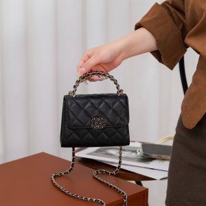 Chanel 25s 交叉手柄kelly 黑金荔枝 竖款 图2