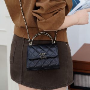 Chanel 25s 交叉手柄kelly 黑金荔枝 竖款 图4
