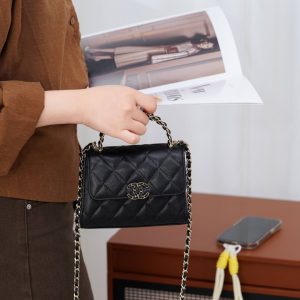 Chanel 25s 交叉手柄kelly 黑金荔枝 竖款 图5