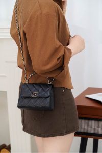 Chanel 25s 交叉手柄kelly 黑金荔枝 竖款 图6