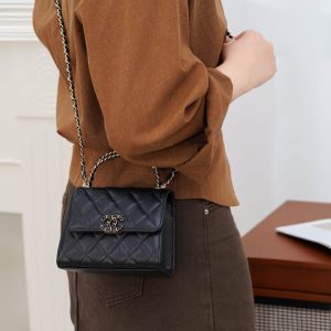 Chanel 25s 交叉手柄kelly 黑金荔枝 竖款 图6