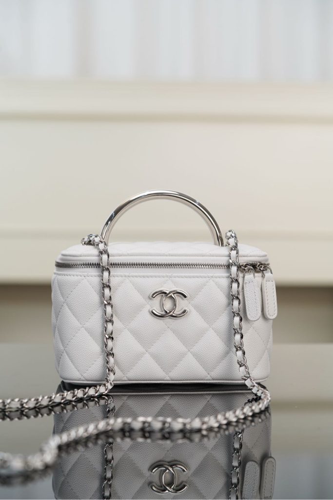 Chanel 25P 隐藏款 手柄长盒子包 白色荔枝牛 图1