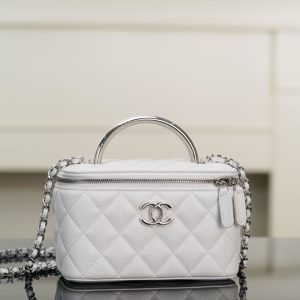 Chanel 25P 隐藏款 手柄长盒子包 白色荔枝牛 图5
