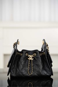Chanel 26C系列 25bag mini鱼子酱 黑金 图1