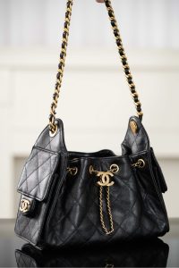 Chanel 26C系列 25bag mini鱼子酱 黑金 图3