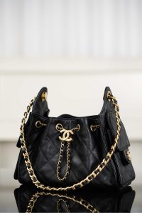 Chanel 26C系列 25bag mini鱼子酱 黑金 图4