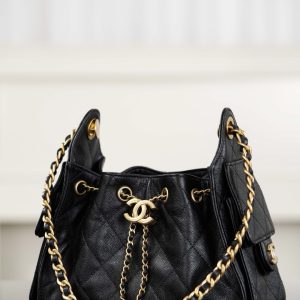 Chanel 26C系列 25bag mini鱼子酱 黑金 图4