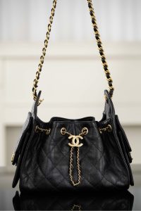 Chanel 26C系列 25bag mini鱼子酱 黑金 图5