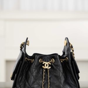 Chanel 26C系列 25bag mini鱼子酱 黑金 图1