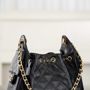 Chanel 26C系列 25bag mini鱼子酱 黑金 图2
