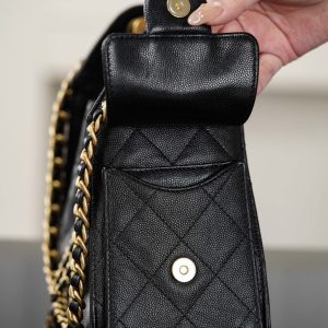 Chanel 26C系列 25bag mini鱼子酱 黑金 图7