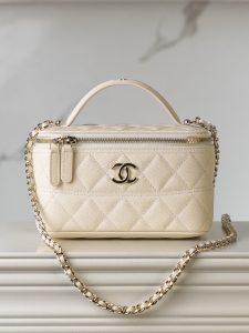 Chanel 25c 新款 手柄盒子包 荔枝牛 米白 图2