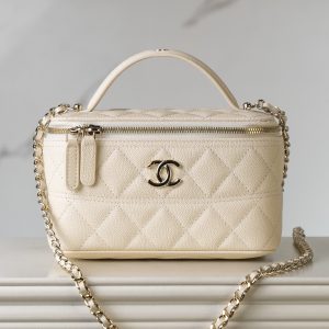 Chanel 25c 新款 手柄盒子包 荔枝牛 米白 图2