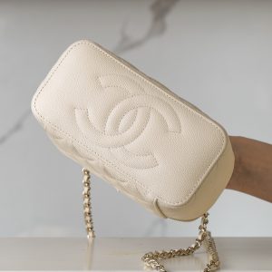 Chanel 25c 新款 手柄盒子包 荔枝牛 米白 图9