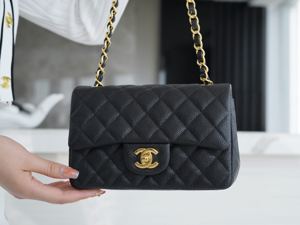 CF Classic Flap |荔枝纹 Mini 黑金 图1