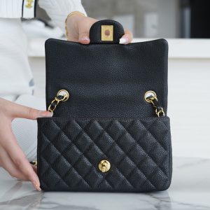 CF Classic Flap |荔枝纹 Mini 黑金 图4