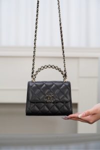 Chanel 25s 交叉手柄kelly 黑金荔枝 竖款 图1